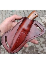 HANDMADE BELT SHEATH HOLSTER Genuine Leather Cover Case for FIXED BLADE KNIFE picture