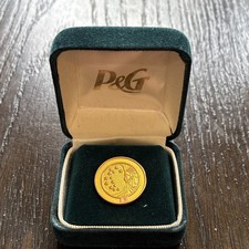 P&G Procter & Gamble 5 year Gold Tone Pinback Lapel Pin in Presentation Box picture