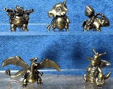 Pokemon Metal Figures Brass Set ~ Charizard Dragonite Cubone Ivysaur Blastoise picture