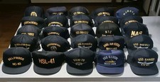Vintage US Navy 80s 90s Snapback Hat Lot x25 Carriers Ships Planes Stations Many picture
