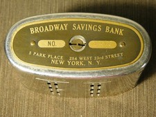 VINTAGE BROADWAY SAVINGS BANK NY METAL PROMO BANK *NO KEY* picture