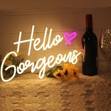 Hello Gorgeous Neon Sign Hello Beautiful Warm White LED Neon Lights for Home ... picture