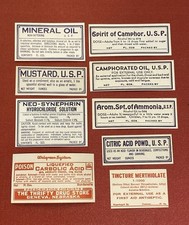 Vintage Drug Store Pharmacy Apothecary Labels Walgreens Neo Synephrine 9B picture