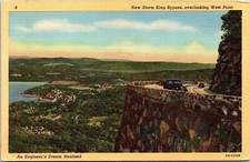 New Storm King Bypass Overlooking W Point Sunset Rd Dr Linen Postcard UNP VTG picture