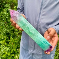 2LB Natural unique colored fluorite pillar quartz crystal sample picture