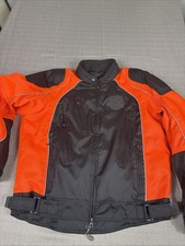 Harley-Davidson Hi Vis Jacket Men’s Orange Black Padded Armor Reflect Vented SzL picture