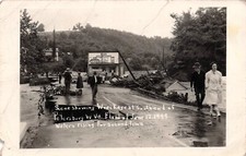 RPPC Petersburg WV 1949 Flood Disaster Amoco Gas Station Cars Photo Postcard G30 picture