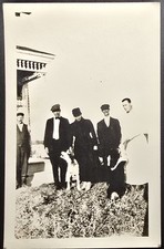 RPPC Family Group with Dogs Vintage Porch Scene Real Photo Postcard c1910s picture