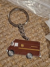 UPS United Parcel Service Brown /Chrome Metal Key Chain Package Car Truck- NEW picture
