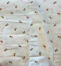 NOS Swiss Dot Flocked Fabric Pale Blue w/White Swiss Dot & Red Roses 3 Yards picture