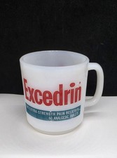 Vintage Excedrin Milk Glass White Coffee Mug Two Side Graphics picture