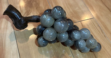 Vintage Carved Stone Grape Cluster Purple Gray Alabaster Style Resin Stem 10