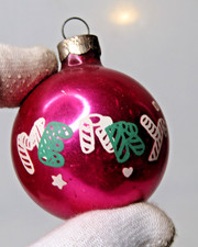 VTG pre WWII Glass Pictured MERRY Ball Christmas Ornament Franke Mark Br US of A picture