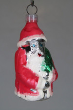Vintage Blown Glass Small SANTA w Green TREE Figurine Christmas Ornament Germany picture