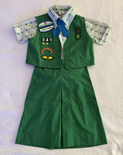Vtg Girl Scouts USA Uniform Size 7/8 Vest Skirt Blouse Tie Palm Patch 80s-90s FL picture
