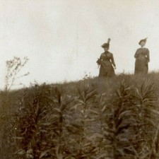 Victorian Women on Hill Vintage RPPC B&W White Border Postcard picture