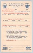 1890s F.S. Webster Co Typewriter Supplies Boston MA Postcard picture