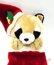 Vintage Plush 3D Raccoon Christmas Stocking Soft & Well Made 20