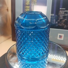Vtg Viking Colonial Blue Diamond pt Fairy Lamp Top picture