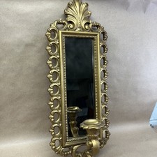 1972 Vintage Gold Wall Candle Holder Smoked Mirror Homco #2352 Hollywood Regency picture
