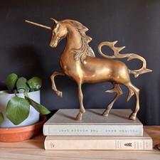 Vintage Brass MCM Large Unicorn Figurine picture