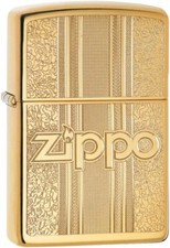 Zippo and Pattern Design High Polish Brass 29677 picture