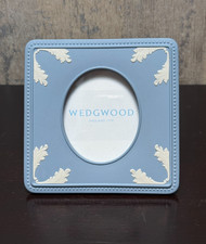 Wedgwood Jasperware Blue White Acanthus Leaf Oval Photo Frame England picture