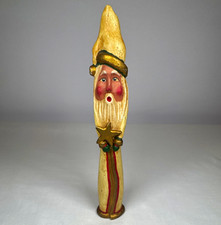 Vintage 1993 Bill Jauquet Roman Inc Pencil Santa Whistling With Star Folk Art 8