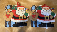 Vintage Christmas Quilted Pot Holders 1987 Lot of 2 Santa & Reindeer Unused picture