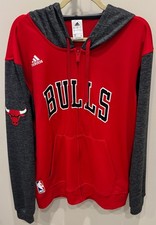 CHICAGO BULLS - ADIDAS FULL ZIP HOODIE HOODED SWEATSHIRT - MEN’S LARGE - RED picture