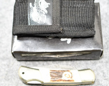 Fox-n-Hound Stag Lock Back Knife sheath and box Italy 3-3/4