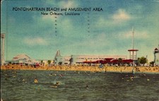 Vintage Postcard Pontchartrain Beach & Amusement Area New Orleans LA  1954 picture