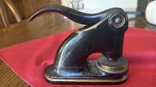 Vintage Antique Cast Iron Seal Press Stamp Embosser 1934 Tappenbeck + Culver CA picture