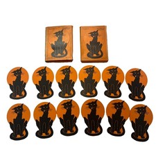Dennison’s Antique Vintage Halloween Dazed Cat Paper Cut-Outs in original boxes picture