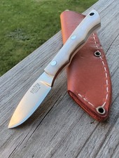 Bark River Micro Canadian 154CM Knife Faux Mother of Pearl Scales Leather Slip 5 picture