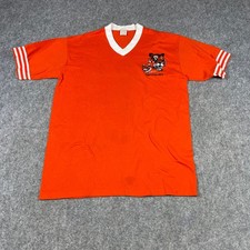 Vintage 80s Tiger Cubs BSA Ringer T-Shirt Youth LG Orange USA V-Neck Sportswear picture