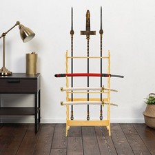 10 Tiers Bamboo Sword Display Rack Sword Display Stand Hardwood Rack Log Color picture