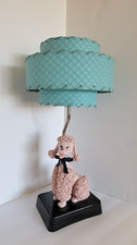 Vintage 1950s Pink Ceramic Poodle Lamp 3 Tier Plastic Shade Mid Century Modern picture