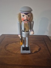 Vntg Nutcracker Postal Worker mailman Nutcracker Hand-Painted Wood 9.5 Inch picture