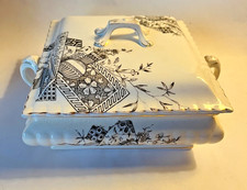 c.1880 Antique Brown Transferware Aesthetic Movement Covered Vegetable Casserole picture
