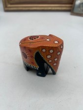 Vintage Hand Painted Wooden Elephant Made in Ceylon Sri Lanka Figurine picture