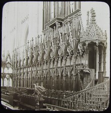 Glass Magic Lantern Slide THE CHOIR STALLS WINCHESTER CATHEDRAL C1890 PHOTO  picture