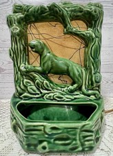 Vintage 1950’s MCM Green Panther TV Lamp Planter By Beauce Pottery picture