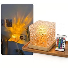 Ocean Wave Projector Light - 16-Color Luminorthe Cube Lamp Wood grain color picture