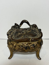 Antique Jennings Brothers A45 Ormolu Gilded Brass Footed Trinket Box Casket picture