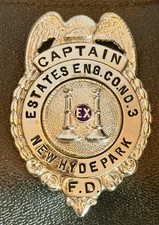 New Hyde Park NY FD Captain Badge Engine Co No 3 Fire Badge Wallet Vintage picture
