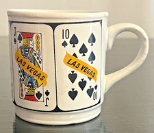 🍋 Vintage 1970s Las Vegas Playing Cards Poker Jack Queen King Coffee Mug 🍋 picture