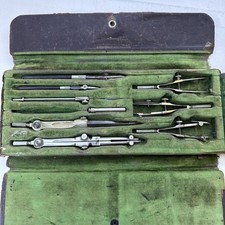 Eugene Dietzgen Vintage 11 Piece Drafting Set Compass Dividers Case Missing 1 picture