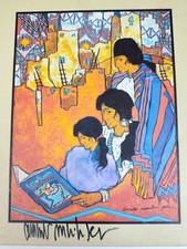 1960s SIGNED Amado Maurilio Peña Jr Art Tile Southwest Pueblo Native Scene 8x10 picture