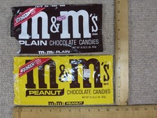 2 Vtg M&Ms Chocolate Candy Bag 1 lb Wrapper 1980s Peanut Plain Packaging Empty picture